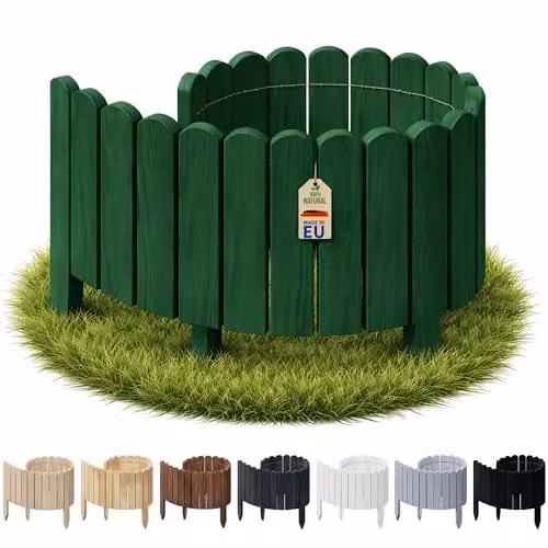 Floranica Gazonrand Border Donkergroen - Flexibele Houten Border voor Gazon en Verhoogde Bedden - 10 x 100 cm
