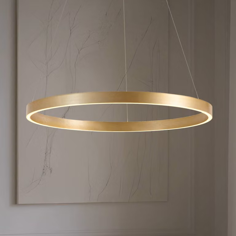Lucande LED hanglamp modern rond goud/messing en wit, dimbaar
