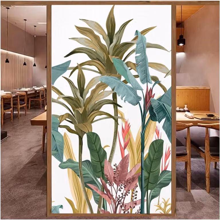Decoratieve Raamfolie Tropisch Regenwoud - Lichtdoorlatende Glasfolie Privacysticker - Breedte: 70 cm, Hoogte: 160 cm
