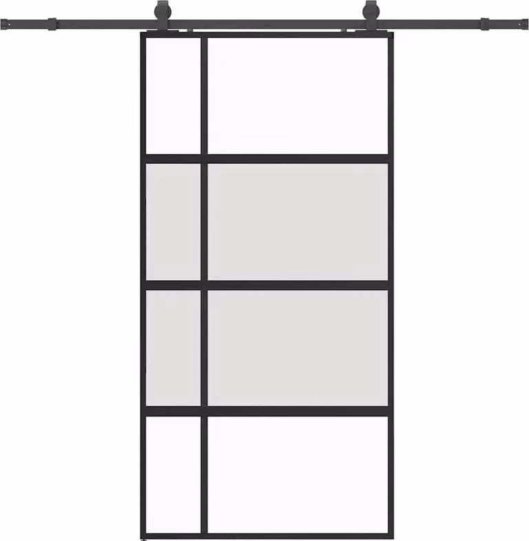 vidaXL Schuifdeur met beslag en veiligheidsglas, zwart, B: 102,5 cm, H: 205 cm