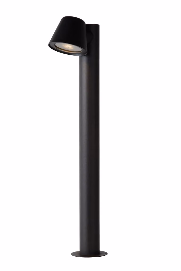 Lucide Dingo LED Sokkellamp - Modern Tuinlamp - Grijs/Zwart - Aluminium - Dimbaar - IP44 - GU10 - Warm Wit