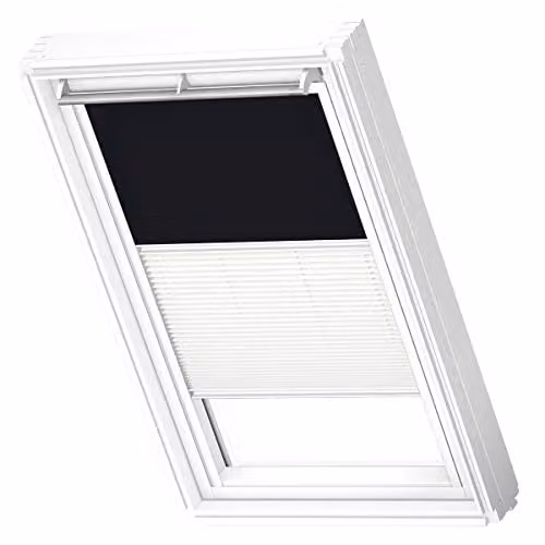 VELUX Verduisterend Rolgordijn Plissé met Witte Geleiders, Zwart, PK10