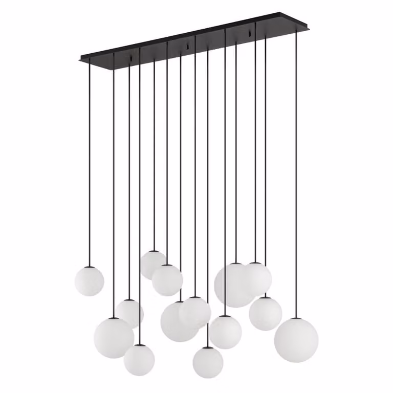 Lyora Snowball 14-lichts hanglamp zwart met wit glas