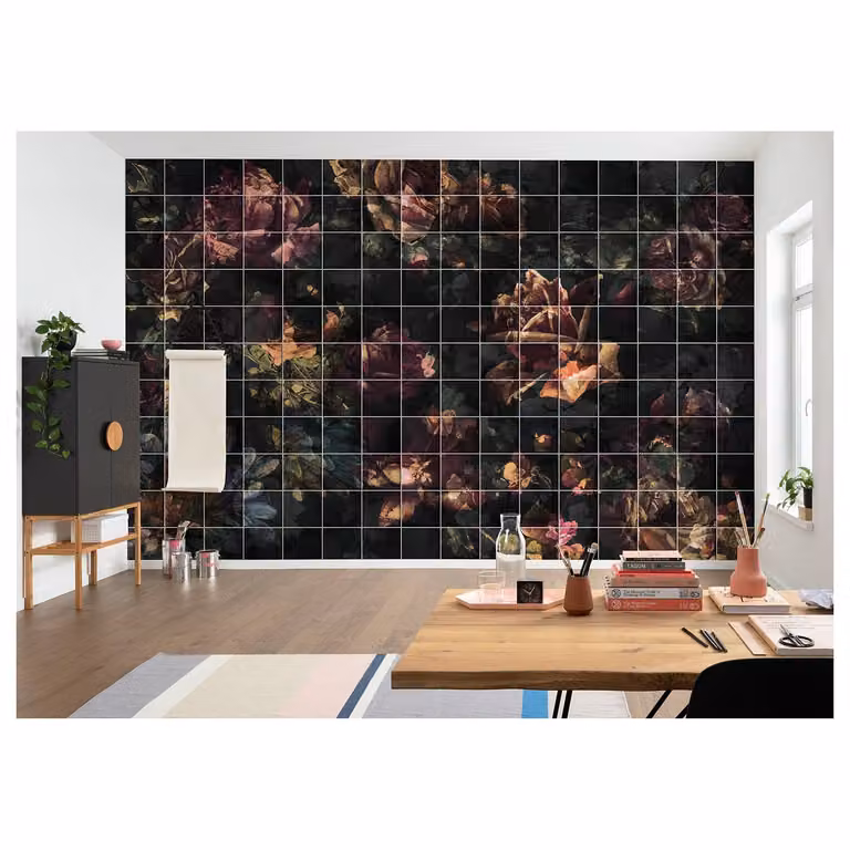 home24 Vlies-fotobehang Tiles Flowers B: 400 cm, H: 280 cm