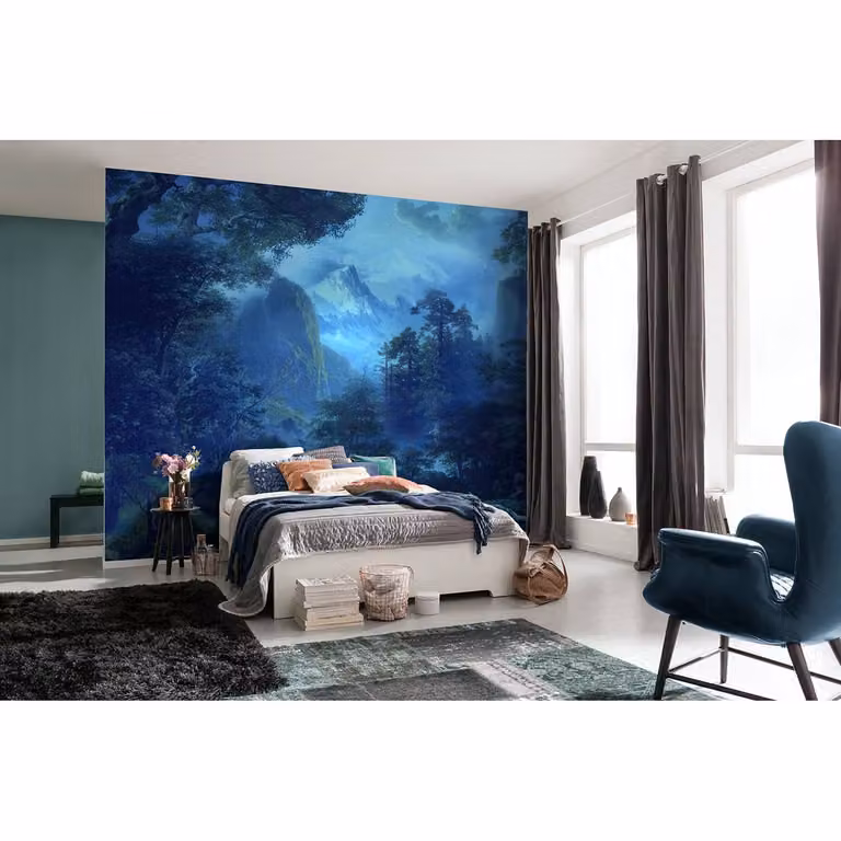 home24 Vlies-fotobehang Midnight, Abstract Modern, Multicolour/Blauw, B: 400 cm, H: 280 cm