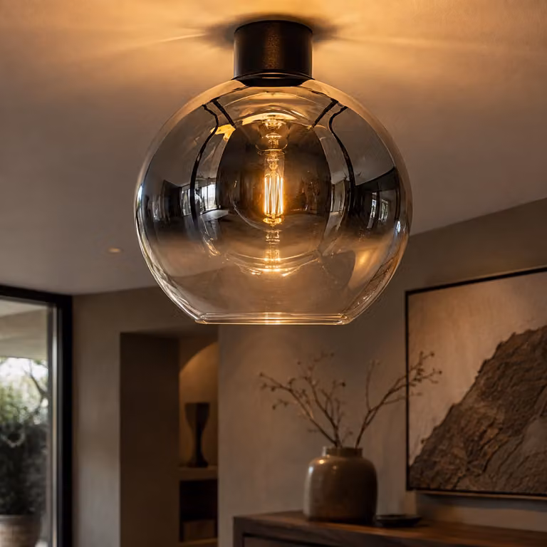 Artdelight Rosario Glazen Plafondlamp - Zwart - Ø 30 cm