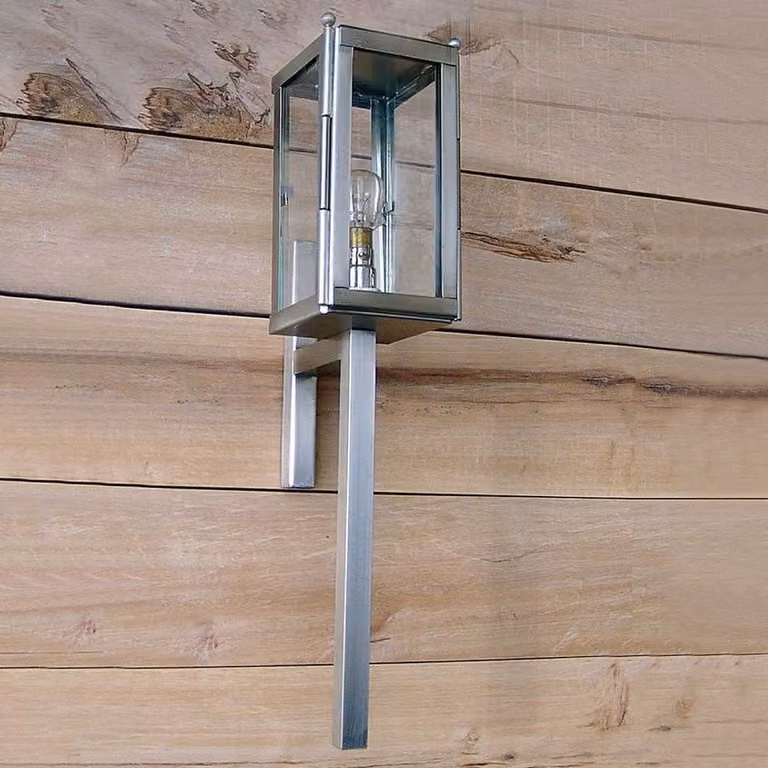 Authentage Vitrine Torch muurlamp voor de tuin, zilver en transparant glas