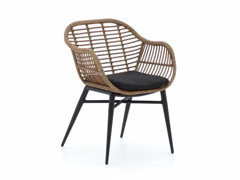 Intenso Azora Dining tuinstoel met armleuningen, Taupe vlechtwerk en aluminium onderstel