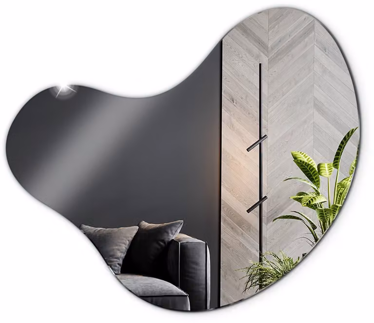 Tulup Asymmetrische Spiegel met Haken - Moderne Wandspiegel voor Slaapkamer, Hal of Inloopkast - B: 48,3 cm x H: 47,9 cm