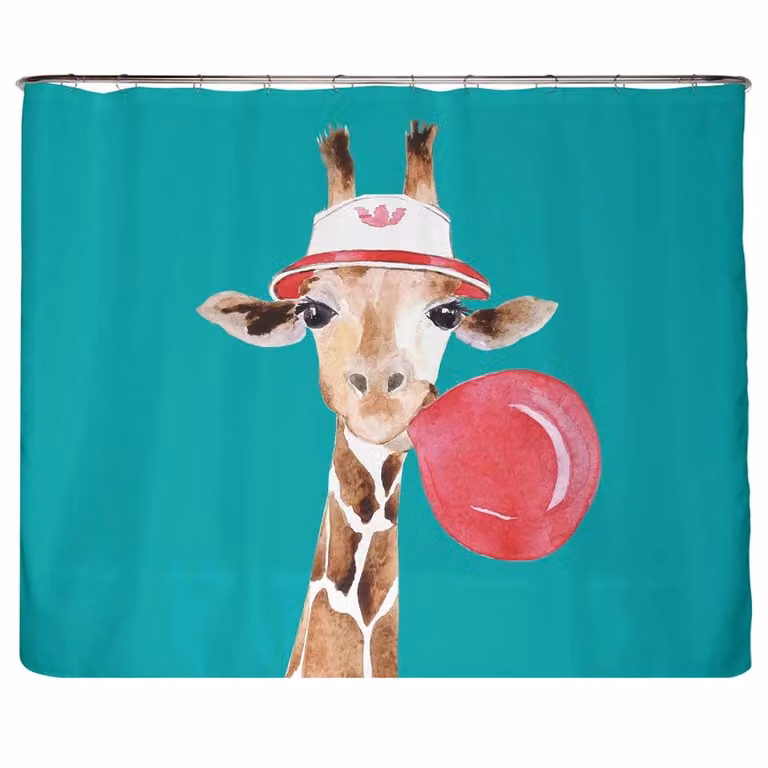 home24 Gerecycleerd douchegordijn Giraffe microvezel meerkleurig B: 240 cm, H: 200 cm