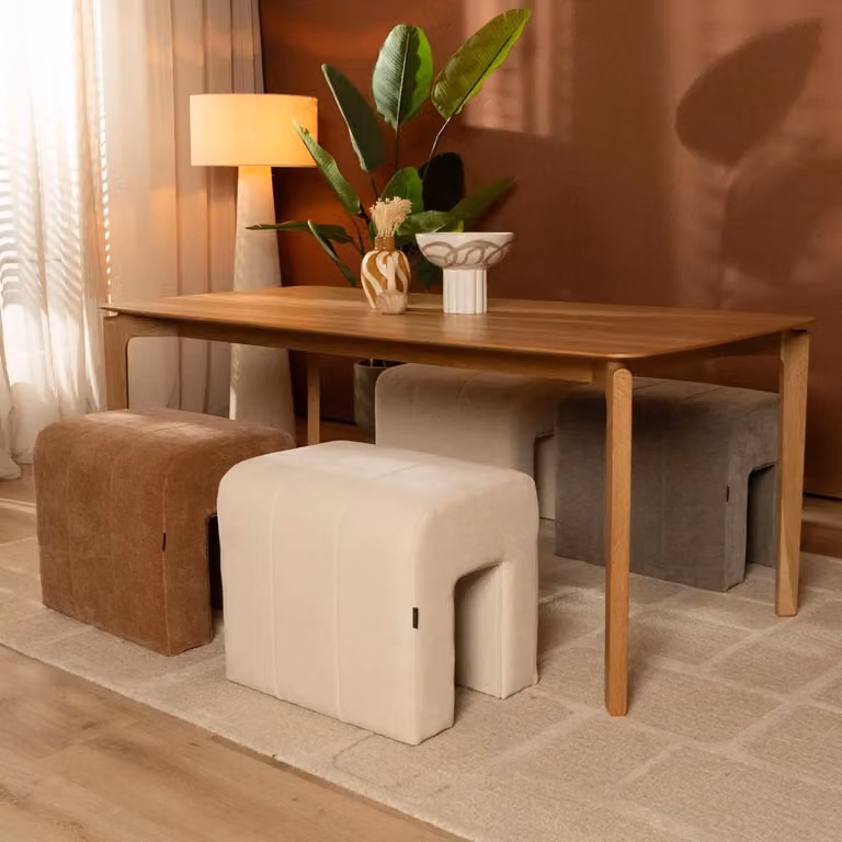 Modulaire hocker Seth chenille terracotta orange
