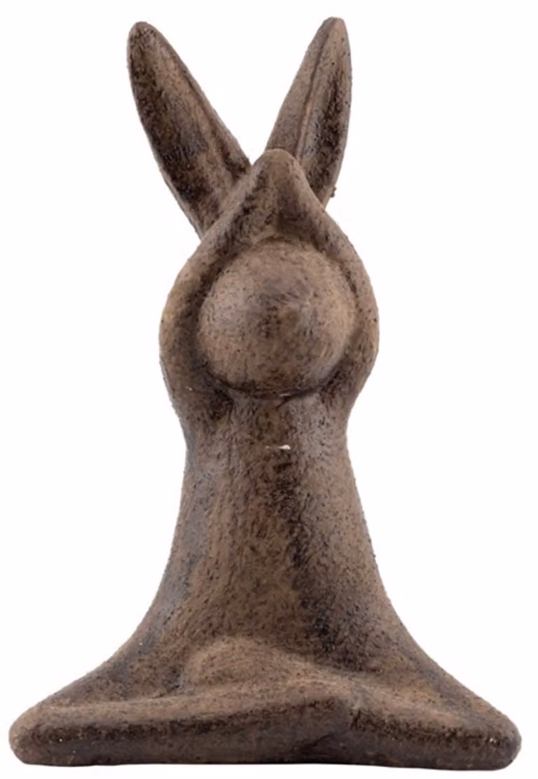 Aardewerk zen konijn ornament voor op tafel, B/D/H: 15 x 6 x 15,5 cm