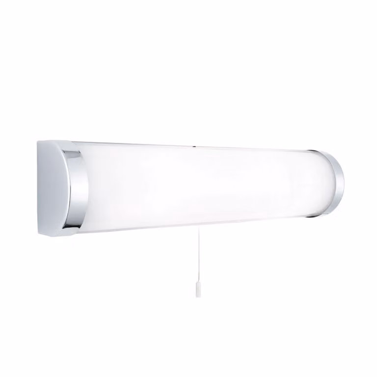 Searchlight Poplar Badkamer wandlamp wit met melkglas en verchroomd metaal B/D/H: 7 x 9 x 7 cm