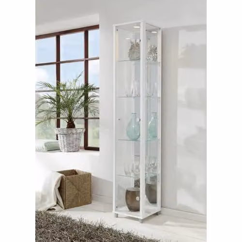 Wehkamp Home Vitrinekast Lucero Standard wit/zilver B/D/H: 32 x 33 x 172 cm
