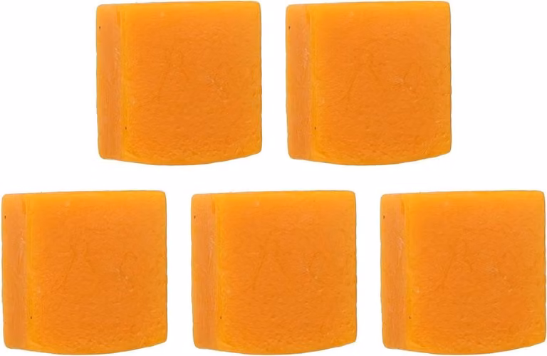 Set van 5 natuurlijke bijenwas blokken voor het polijsten van meubels en leer in geel en oranje, 250 g per stuk