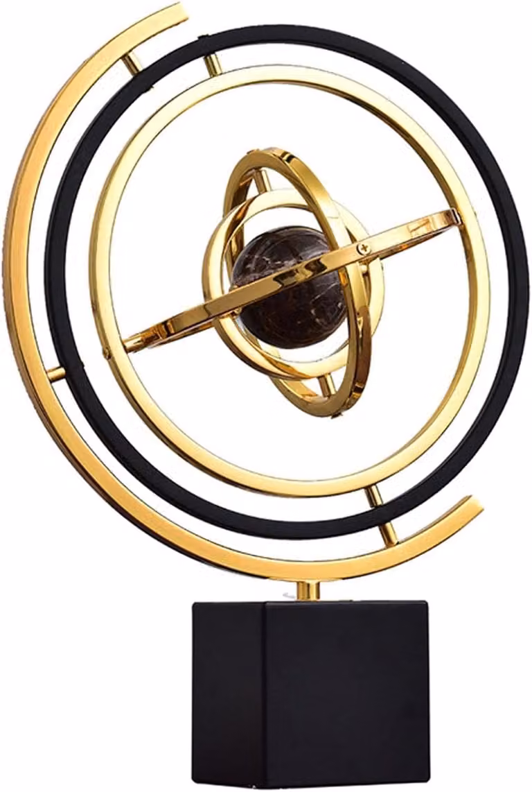 Metalen Bal Sculptuur Abstract Decor Zwart Goud - Maat M
