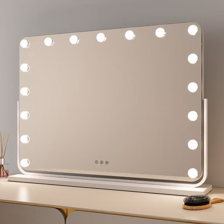 Milton & Oldbrook Hollywood spiegel met verlichting, Trofa wit, 77 x 56 cm