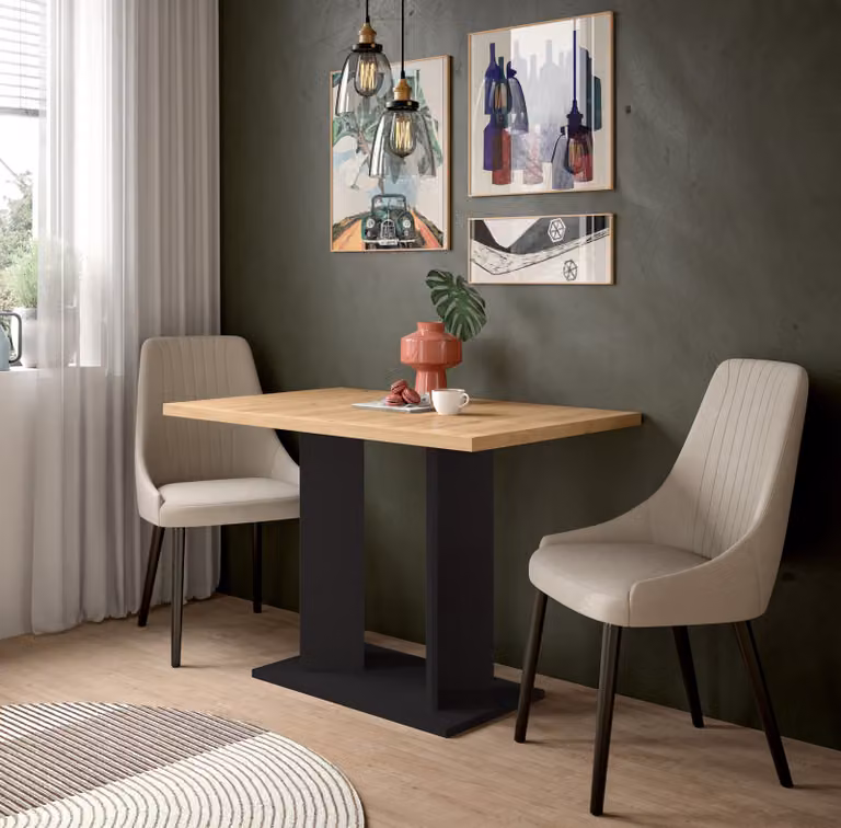 Xonox Eettafel Industrieel Eikenhout Zwart/Bruin B: 70 cm x D: 70 cm