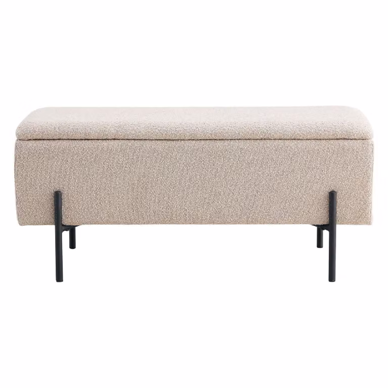 Nest of Nora Halbankje Yorra met opbergruimte - Beige bouclé - B/D/H: 95 x 36,5 x 43 cm