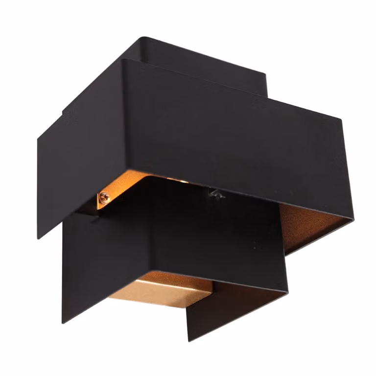 Steinhauer Muro vierkante wandlamp zwart gepoedercoat ijzer met G9 LED-lamp
