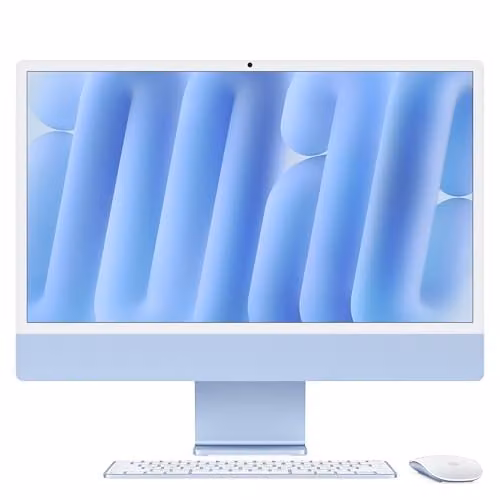 Apple iMac all-in-one desktop met M4-chip, 24 inch Retina-Display, 24GB RAM, 512GB SSD, Blauw