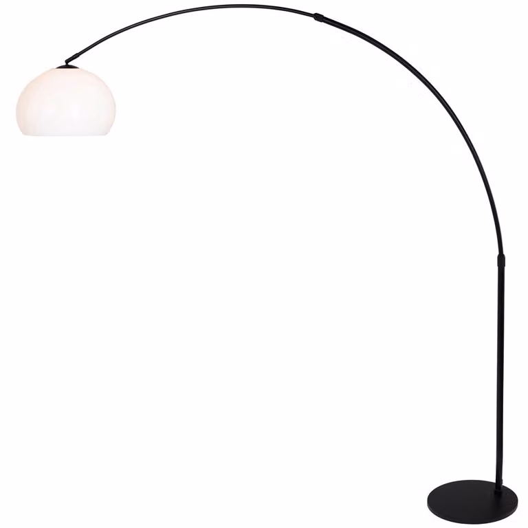 Steinhauer Stresa Booglamp zwart met witte lampenkap