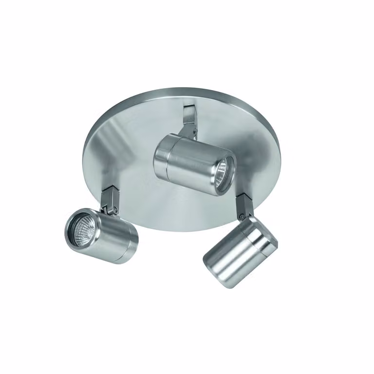 Highlight Spot Rain 3-lichts ronde plafondspot in mat chroom met GU10 fitting en IP44 bescherming