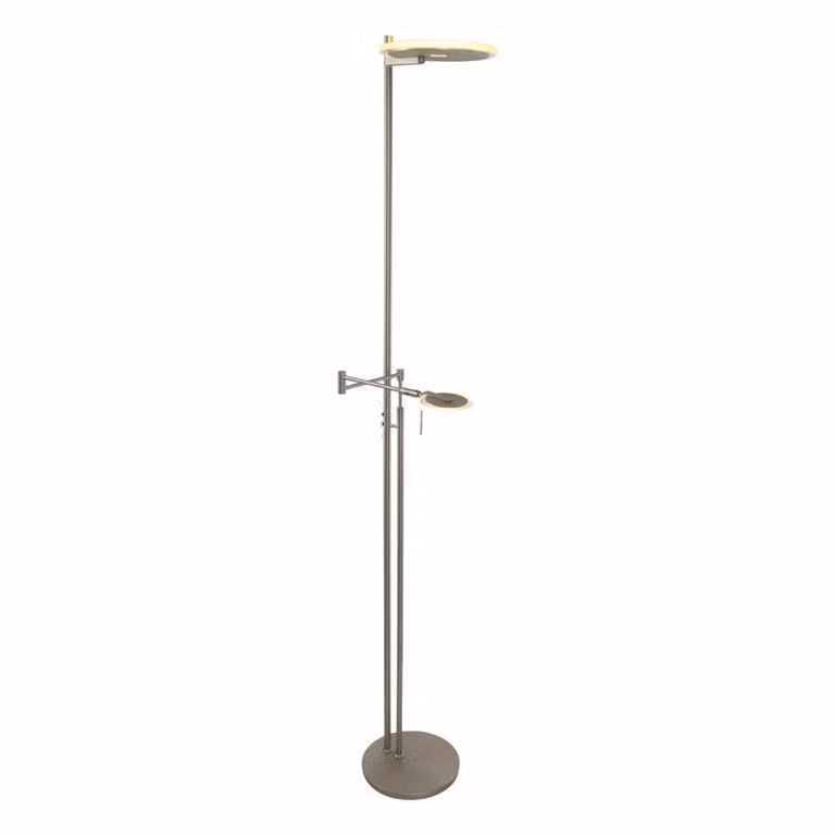 Moderne Steinhauer Turound vloerlamp grijs met dimbare LED en touchbediening