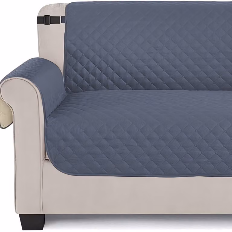 Waterdichte bankhoes met armleuningen voor tweezitsbanken, antislip en vuilafstotend, blauwgrijs