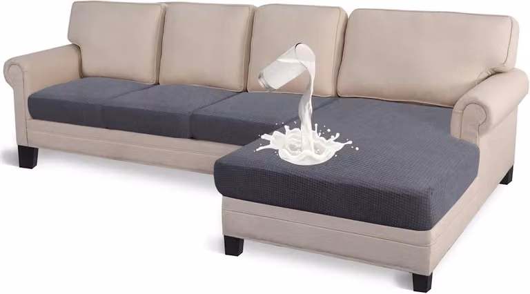 Set van 4 waterafstotende sectionele sofa zitkussen hoezen voor L-vormige bank, Grijs