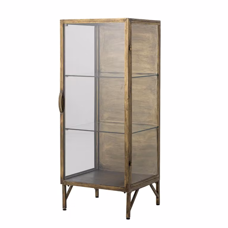 Bloomingville Saone kast met glazen deuren en gouden details in messing, B/D/H: 110 x 40 x 40 cm