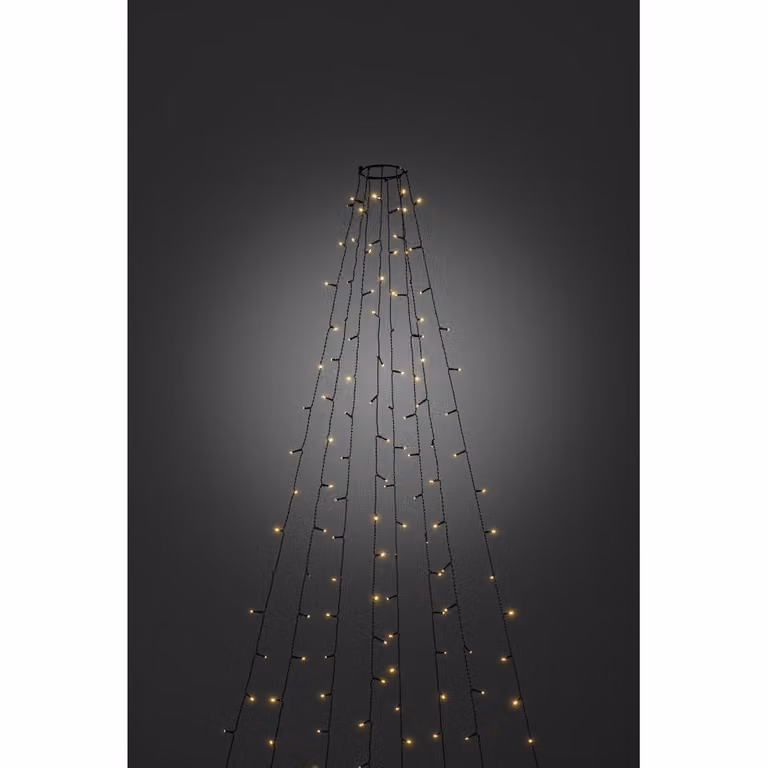 Konstsmide LED-verlichtingset voor kerstbomen met 8 strengen en 400 warm witte LED's, 2200K, zwart, IP44 voor buitengebruik