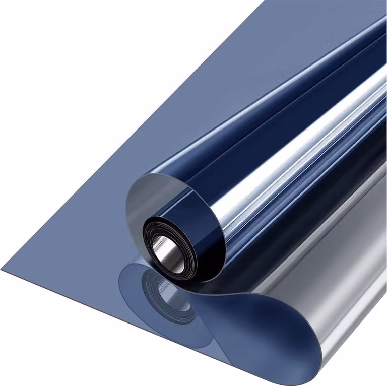 Raamfolie Privacy Blauw Zilver - Zonwerende Folie met Eenrichtingszicht - 30 x 200 cm