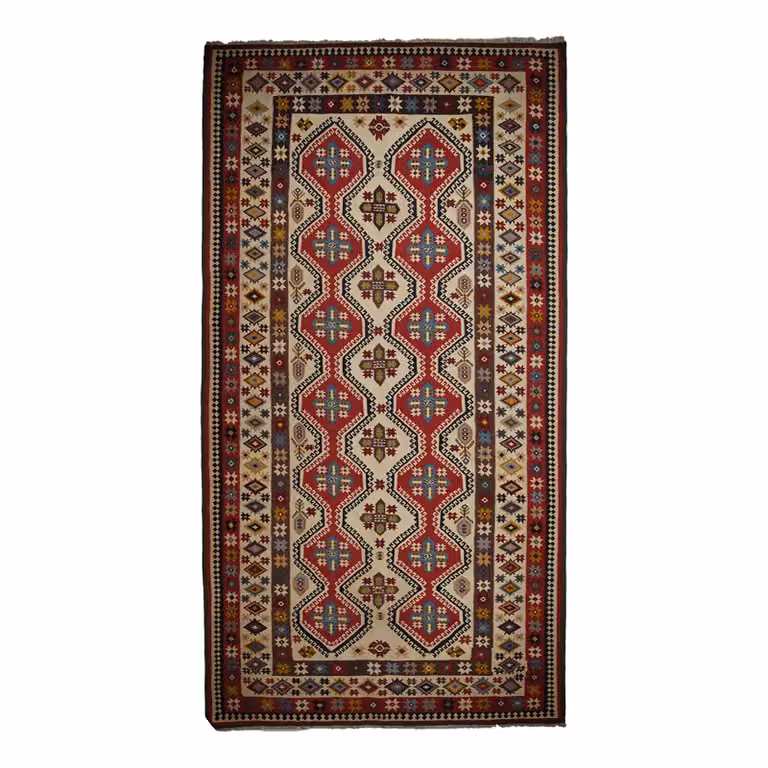 home24 Kelim Gashgai laagpolig vloerkleed rood wol B: 157 cm, L: 297 cm