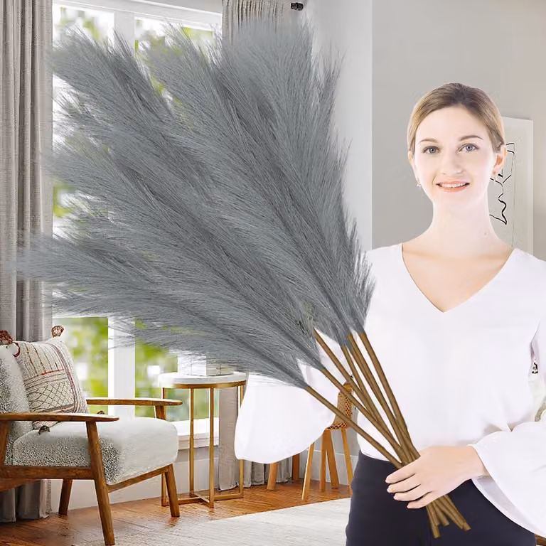 SnelShoppen Set van 7 stuks kunstmatig pampasgras voor vazen, fluffy faux decoratie voor een boho woonkamer of bruiloft