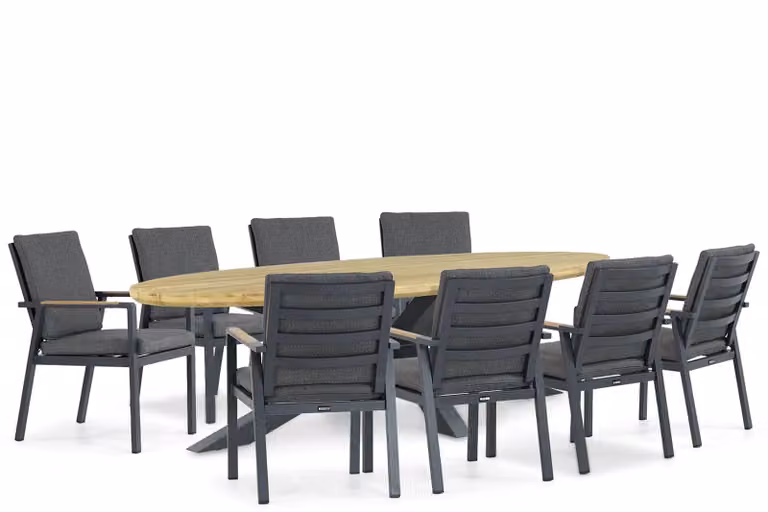 Lifestyle Garden Furniture Marseille/Diogo moderne eettafelset voor 8+ personen, grijs, aluminium, 280 cm