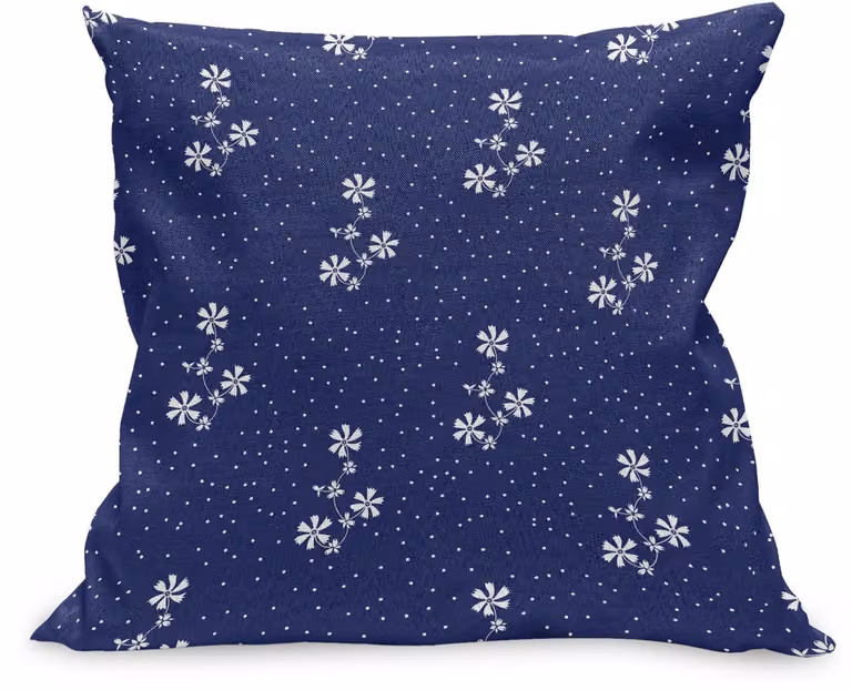 ABAKUHAUS Kussenhoes met Blumenmuster en Stip, Maritiem en Wit, 40 x 40 cm
