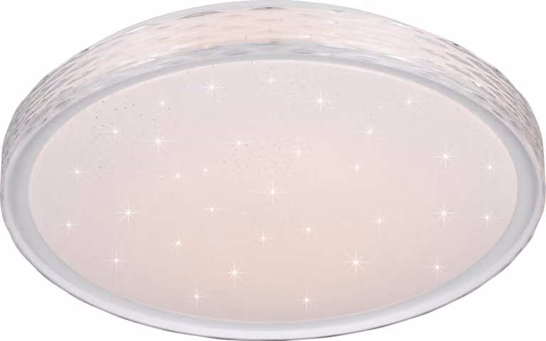 Trio Varda LED-plafondlamp met sterreneffect, wit, Ø 39 cm, dimbaar met afstandsbediening