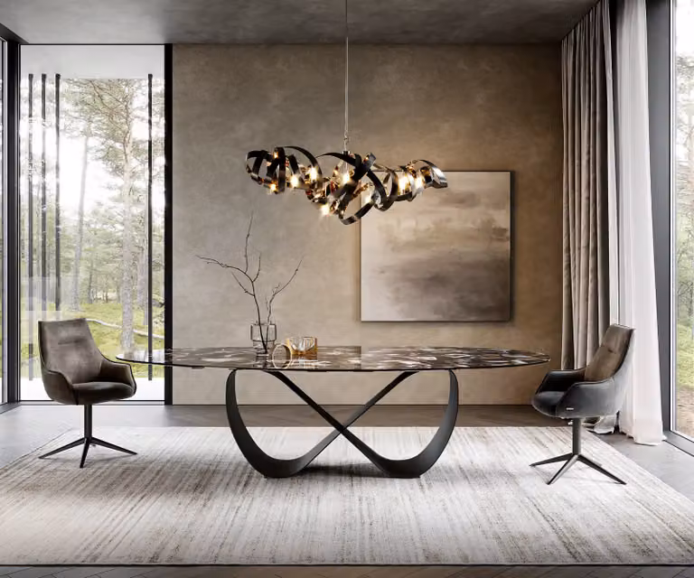 DELIFE Edge Oval Eetkamertafel - Keramiek - Agatablack Infinity - Zwart - B: 231 cm, D: 130 cm, H: 75 cm