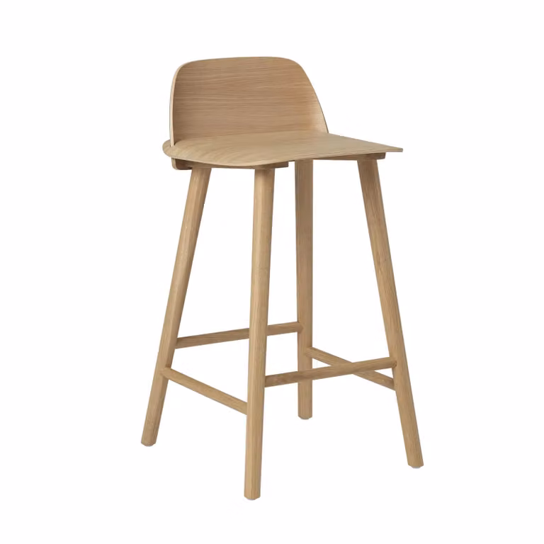 Muuto Nerd barkruk met houten frame, eiken, Hoogte: 65 cm