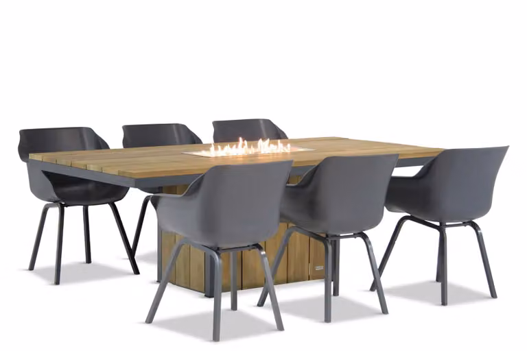 Hartman Sophie Seaside 7-delige moderne eettafelset voor in de tuin, bruin, 220 cm