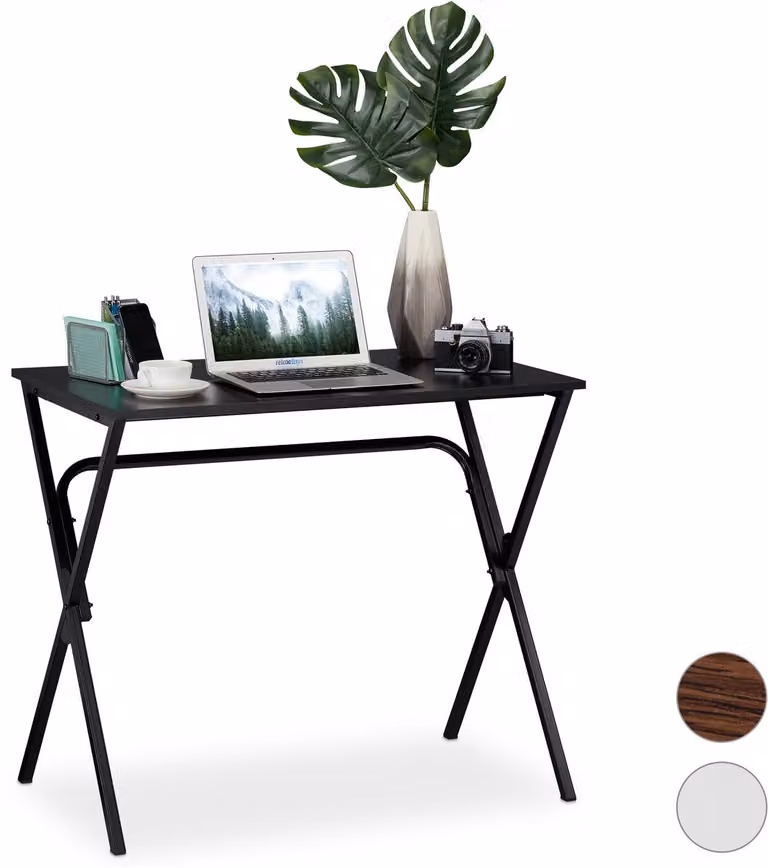 Ruimtebesparend bureau Basic zwart B: 90 cm, H: 76 cm, D: 53 cm