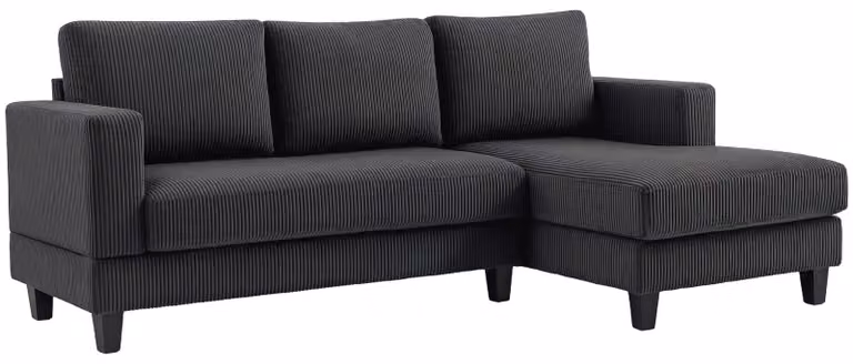 HOMCOM Hoekbank met chaise longue, L-vormig, corduroy-look, donkergrijs