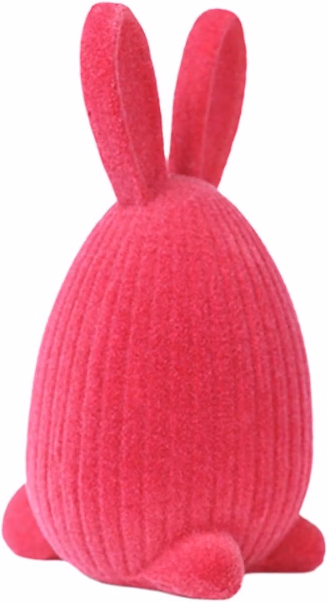 Roze konijn beeldje sculptuur voor tafeldecoratie - Hoogte: 11 cm