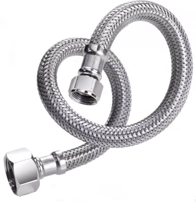 TUCAI RVS/TPE fitting met flexibele slang DN8, 200 mm, 1/2"IG x 3/8"IG, DVGW gecertificeerd