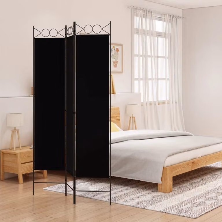 Zwarte opvouwbare kamerverdeler voor woonkamer, slaapkamer of thuiskantoor - 120 x 200 cm