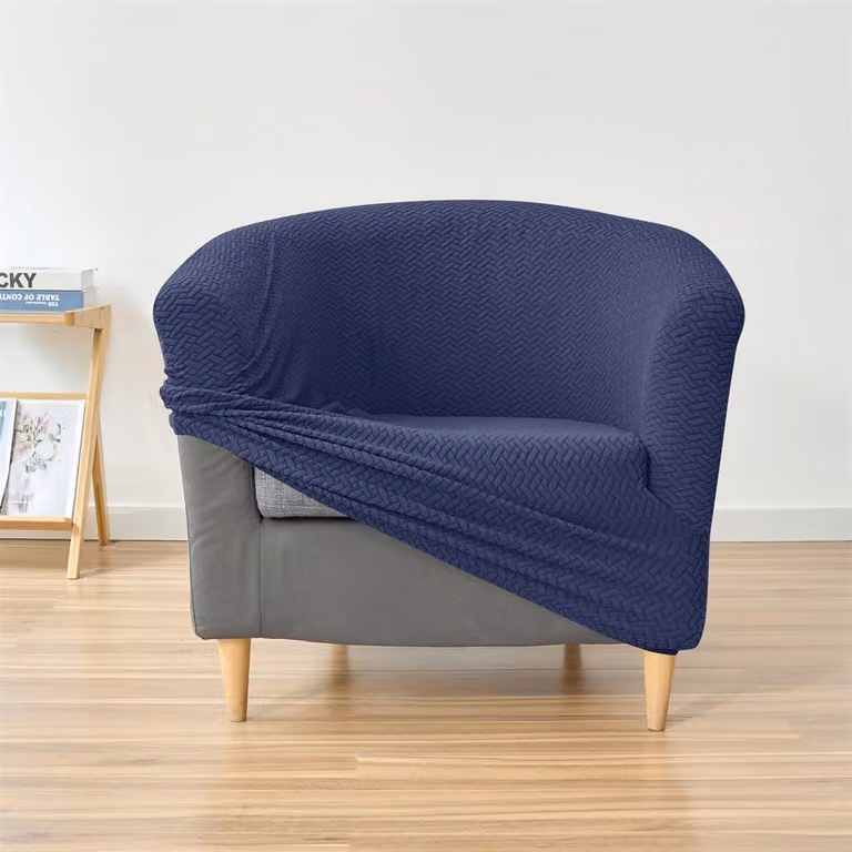 Verstelbare Stoelhoes voor 1-zits Chesterfield Fauteuil in Marineblauw - Jacquard Stretch Hoes voor Woonkamer en Café, Universele Pasvorm