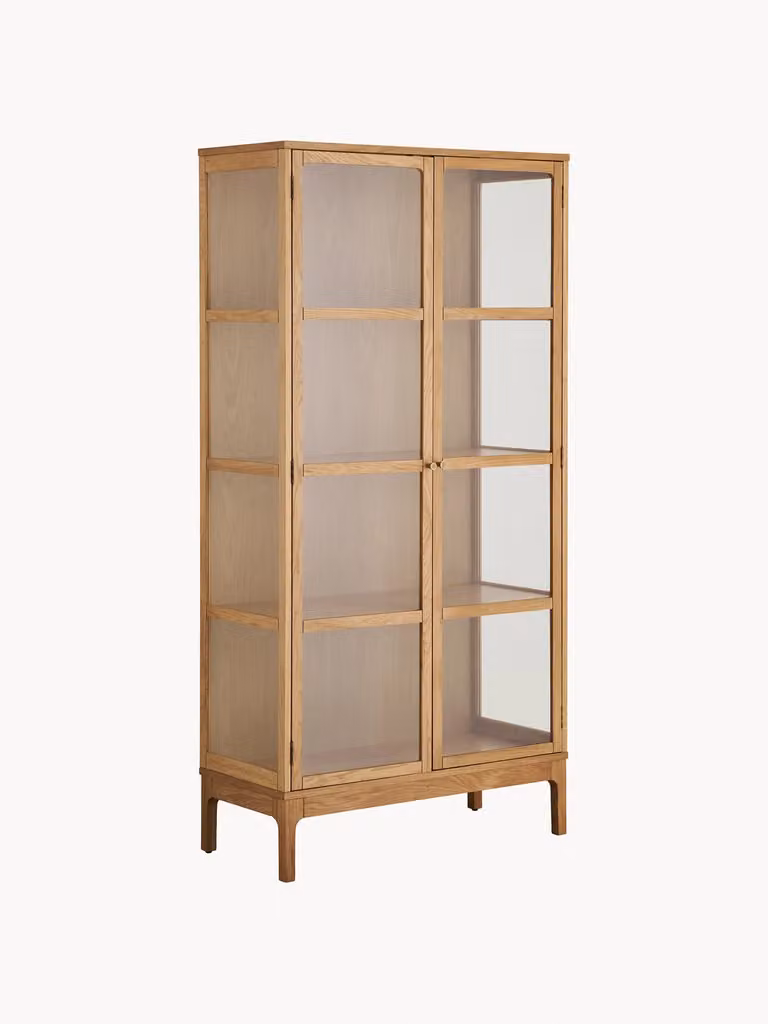 House Nordic Vitrinekast Zamora - Scandinavisch Design - Eikenhout - Bruin/Beige - H 180 x B 90 x D 40 cm