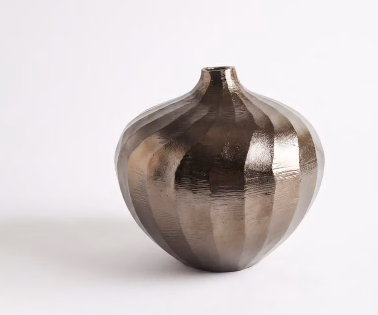 DELIFE Vaas Torvia Handgemaakt Aluminium Mokka Bronze B: 20 cm, D: 20 cm, H: 19 cm