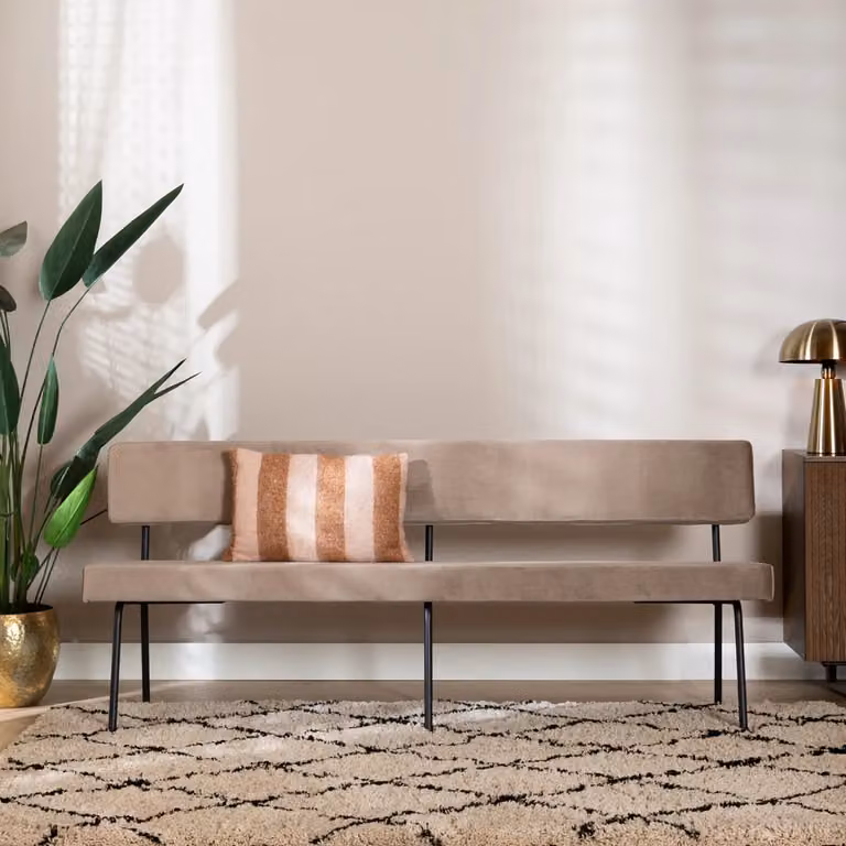 Bronx71 Velvet eetkamerbank beige 190 cm
